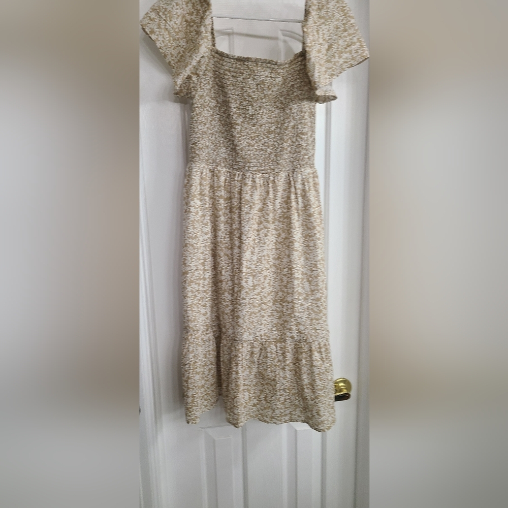 Gap Factory Smocked Squareneck Midi Dress Medium Ankle Length